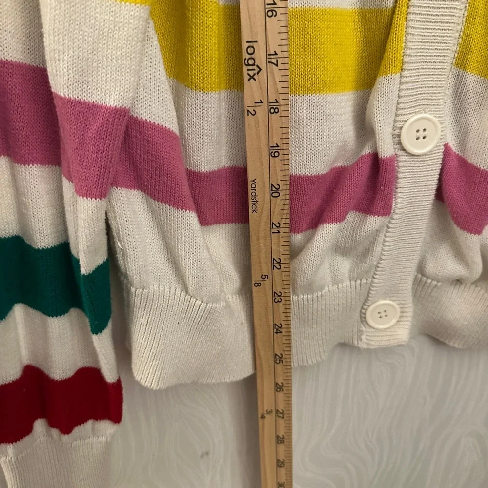 Disney Cardigan Womens Large Rainbow‎ Stripe Mickey Mouse Disney 100 Excellent